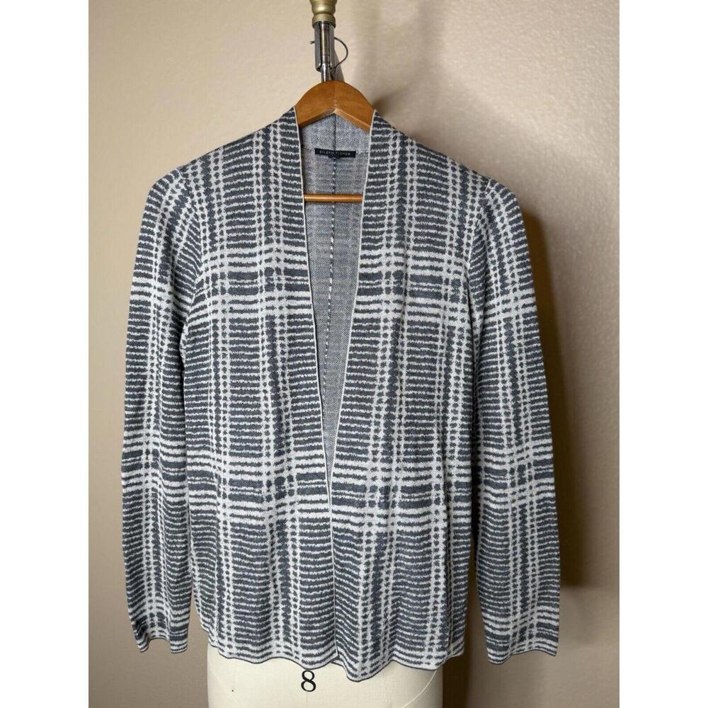 Eileen Fisher Women's Merino Blend Size S/P Gray Open Front Cardigan Sweater
